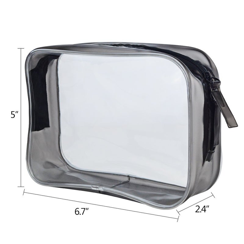 Wobe 5 Packs Clear Cosmetics Bag TSA Approved, PVC Zippered Toiletry Carry Pouch Portable Makeup Bag for Vacation Travel, Bathroom and Organizing Waterproof Makeup Bag Vinyl Plastic Organizer Case - Image 2